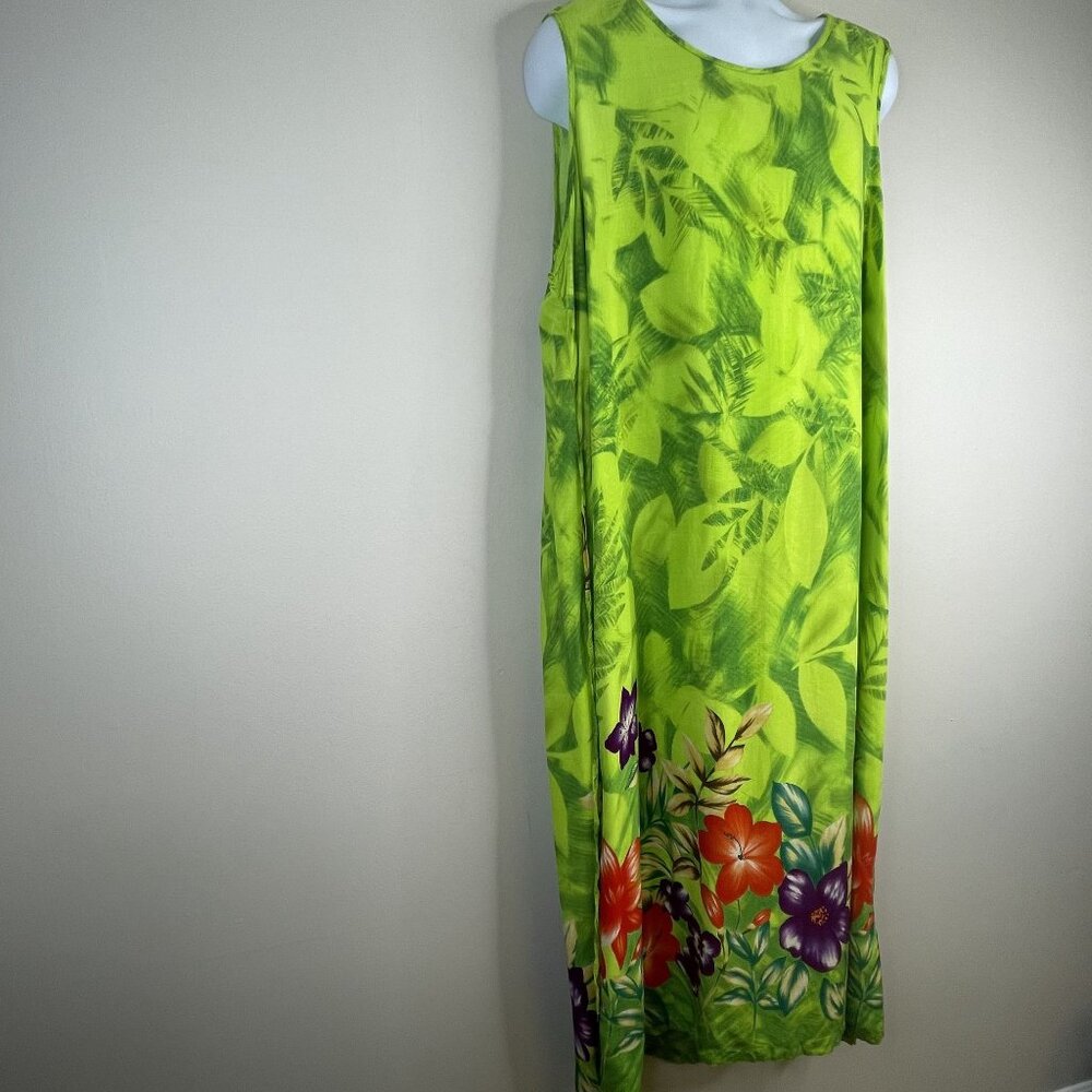 Vintage Jane Ashley Tropical Floral Maxi Dress 2X Vacation Cruise Travel Beach - Picture 6 of 9